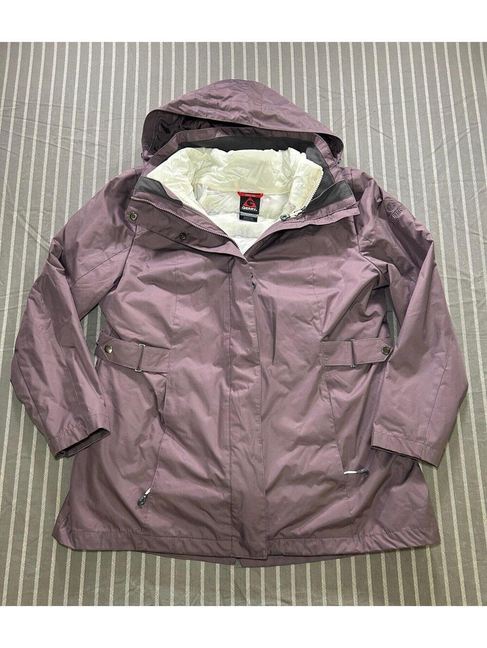 Gerry Women’s 3-In-1 Rain Systems Vest Outer Jacket Sparrow Purple White Sz XL